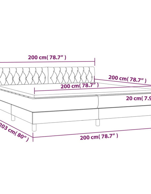 Încărcați imaginea în vizualizatorul Galerie, Pat box spring cu saltea, gri închis, 200x200 cm, textil
