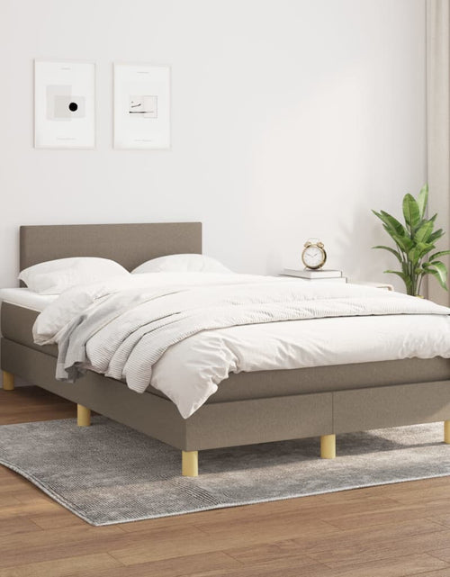 Încărcați imaginea în vizualizatorul Galerie, Pat box spring cu saltea, gri taupe, 120x200 cm, textil
