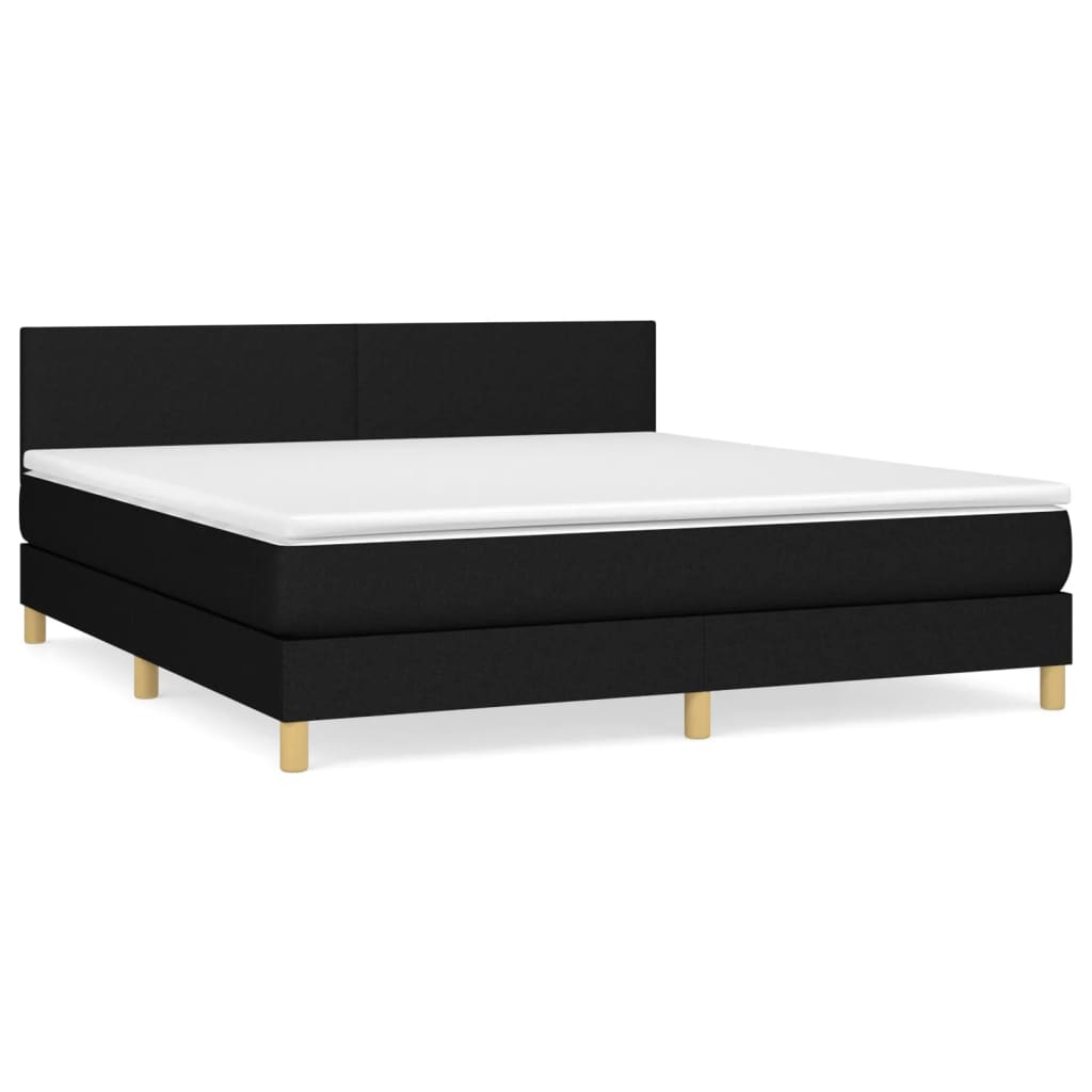 Pat box spring cu saltea, negru, 180x200 cm, catifea