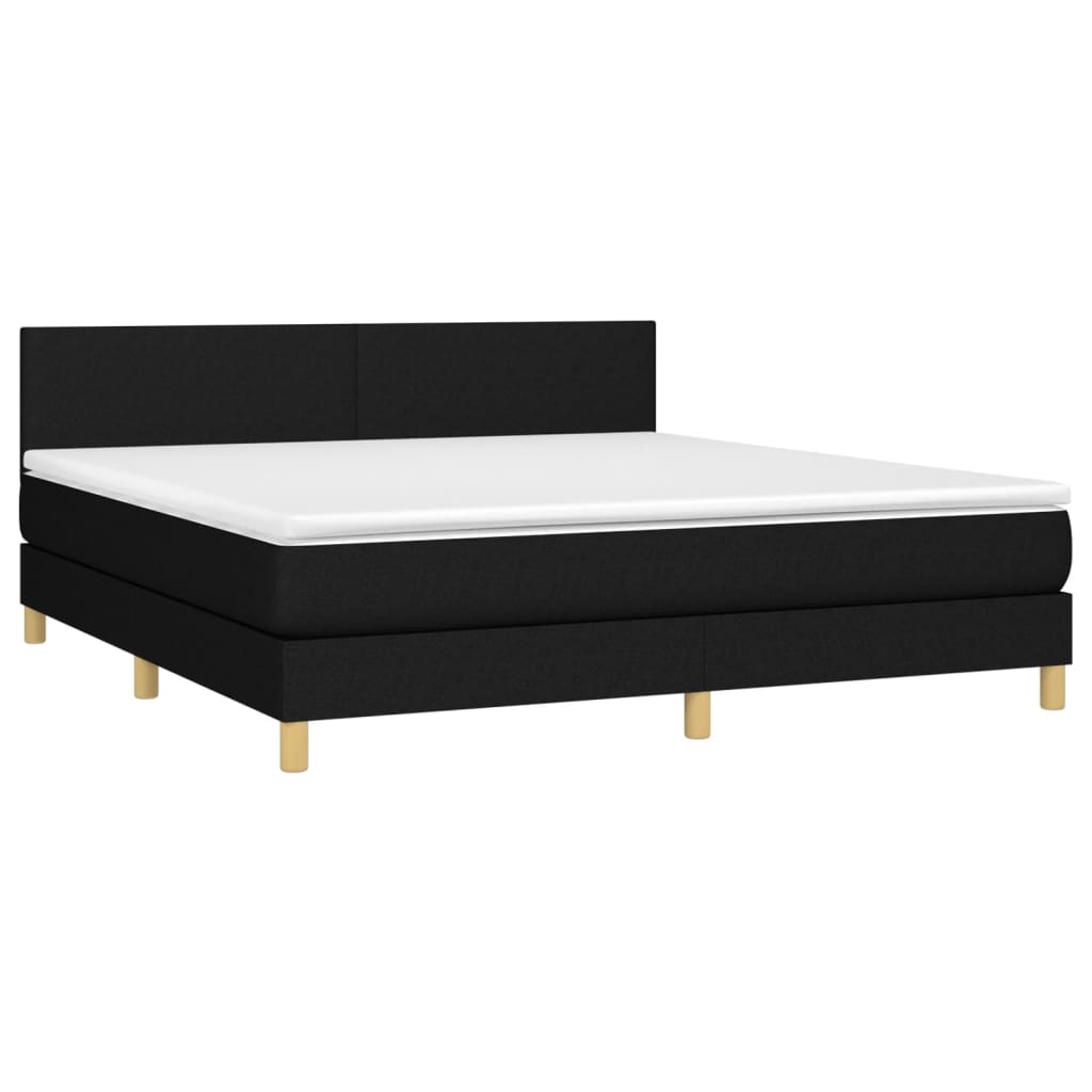 Pat box spring cu saltea, negru, 180x200 cm, catifea