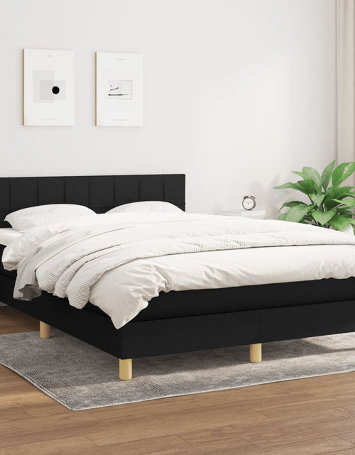 Încărcați imaginea în vizualizatorul Galerie, Pat box spring cu saltea, negru, 140x190 cm, textil
