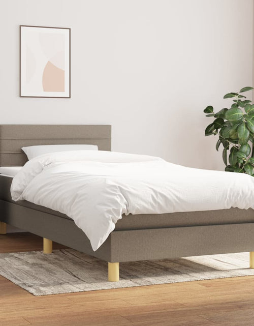 Încărcați imaginea în vizualizatorul Galerie, Pat box spring cu saltea, gri taupe, 90x190 cm, textil
