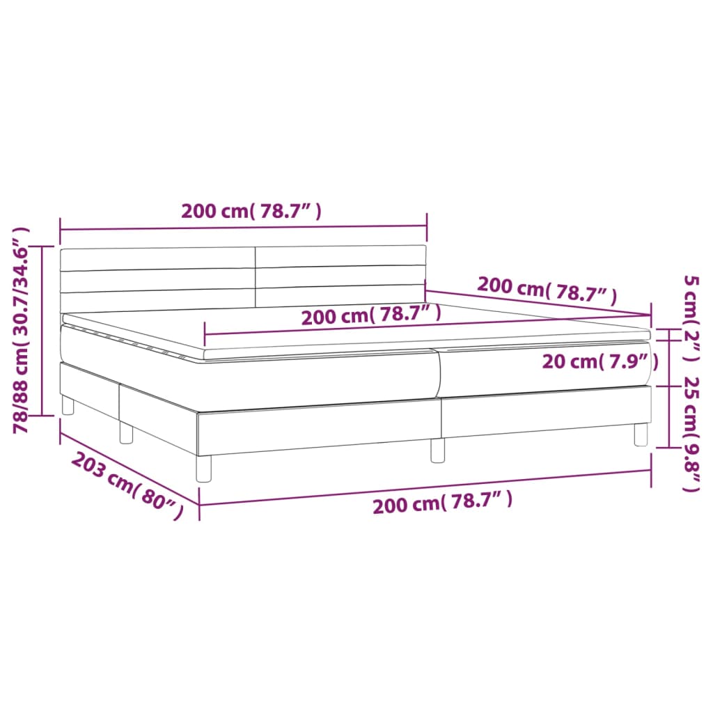 Pat box spring cu saltea, crem, 200x200 cm, textil