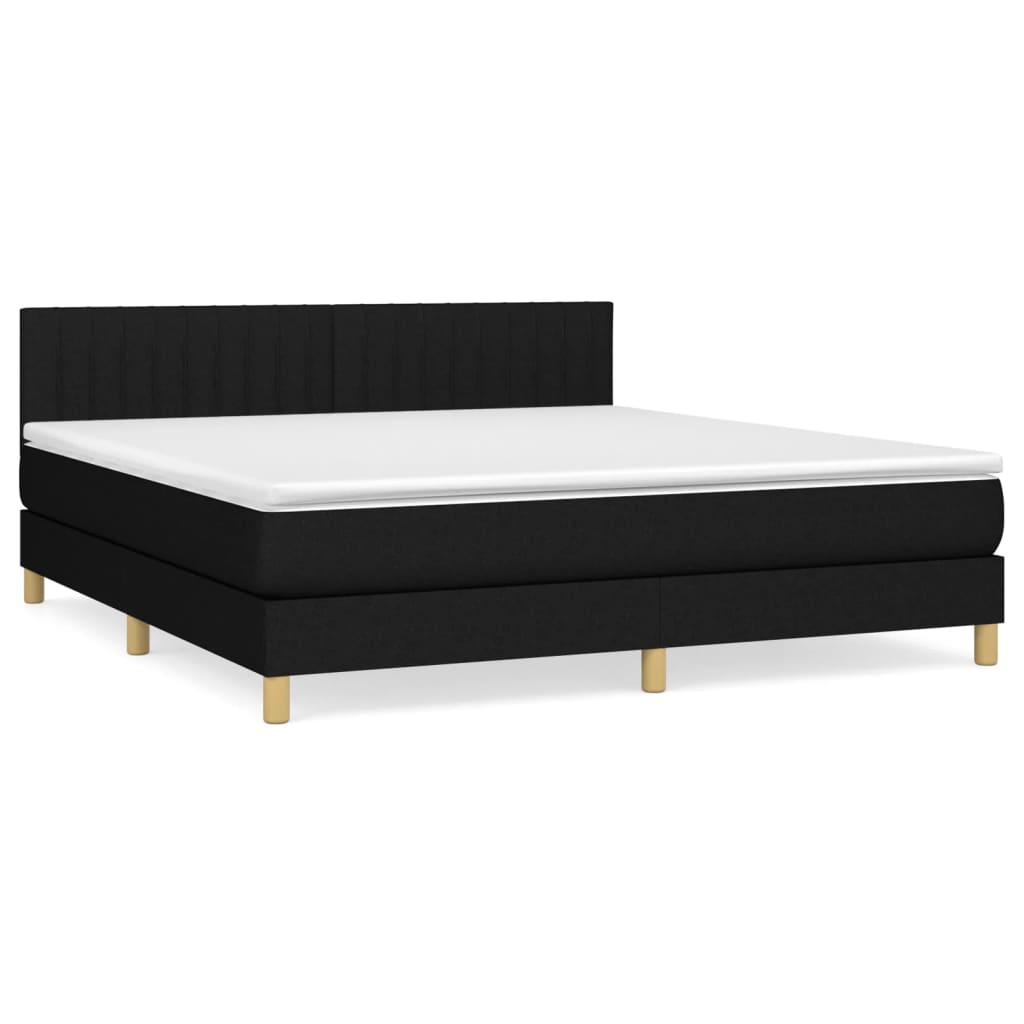 Pat box spring cu saltea, negru, 180x200 cm, catifea