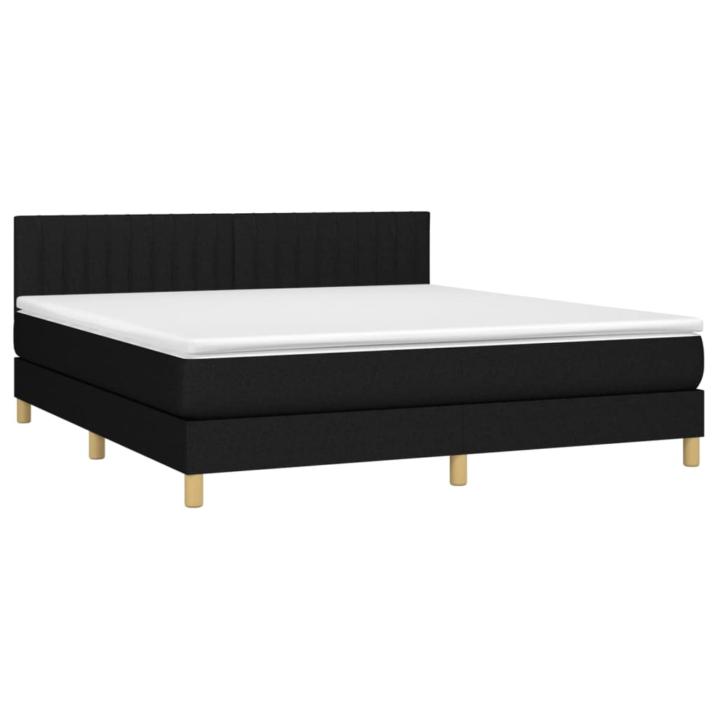 Pat box spring cu saltea, negru, 180x200 cm, catifea