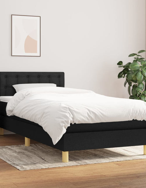 Încărcați imaginea în vizualizatorul Galerie, Pat box spring cu saltea, negru, 90x190 cm, textil
