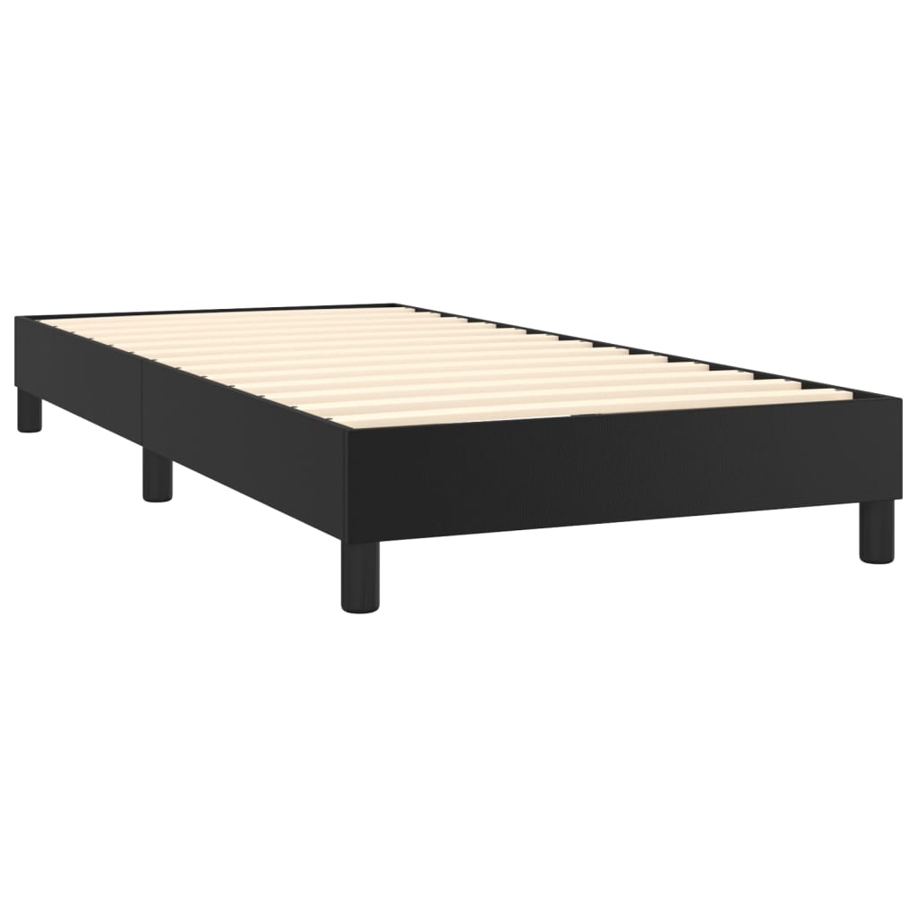 Pat continental cu saltea, negru, 80x200 cm, piele ecologică