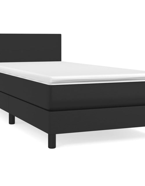 Încărcați imaginea în vizualizatorul Galerie, Pat box spring cu saltea, negru, 90x190 cm, piele ecologică
