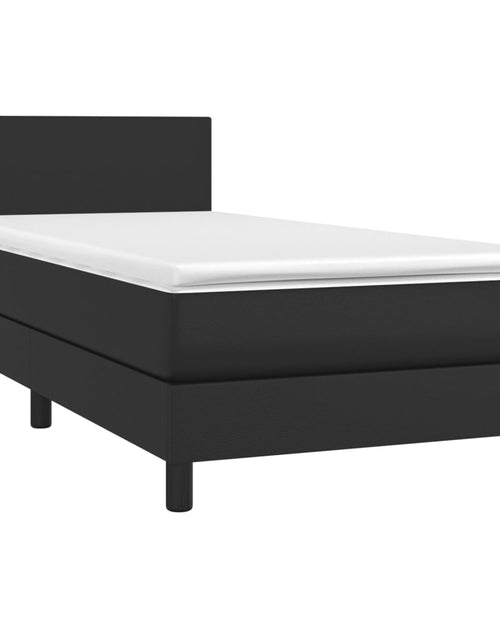 Încărcați imaginea în vizualizatorul Galerie, Pat box spring cu saltea, negru, 90x190 cm, piele ecologică
