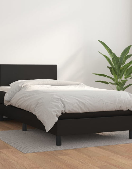 Încărcați imaginea în vizualizatorul Galerie, Pat box spring cu saltea, negru, 90x190 cm, piele ecologică
