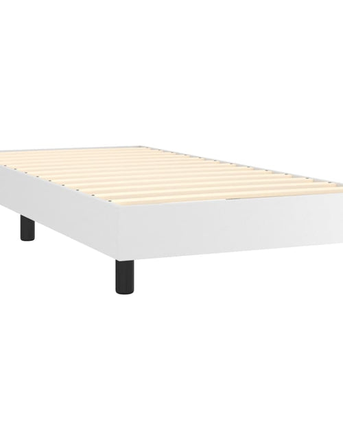 Încărcați imaginea în vizualizatorul Galerie, Pat box spring cu saltea, alb, 90x190 cm, piele ecologică
