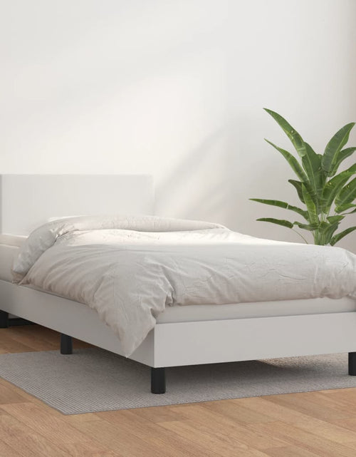 Încărcați imaginea în vizualizatorul Galerie, Pat box spring cu saltea, alb, 90x200 cm, piele ecologică
