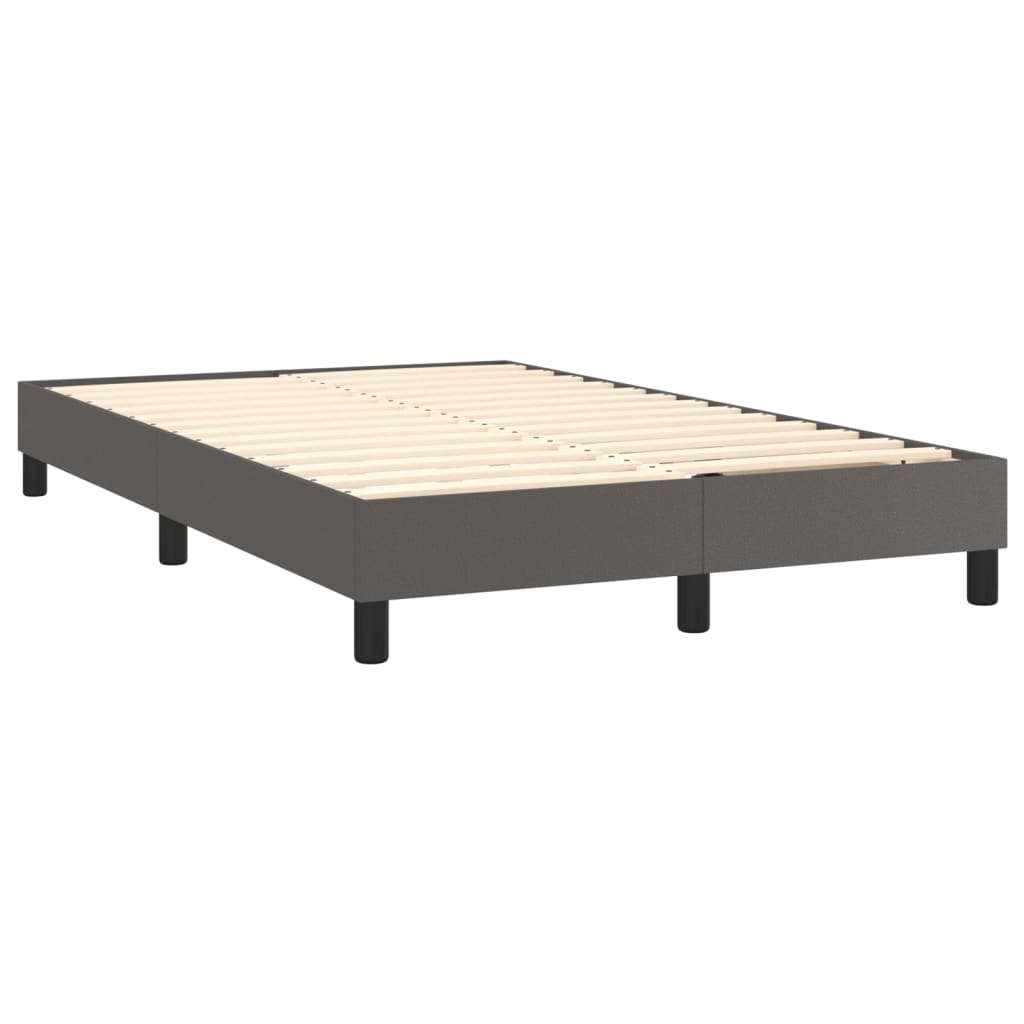 Pat box spring cu saltea, gri, 120x200 cm, piele ecologică