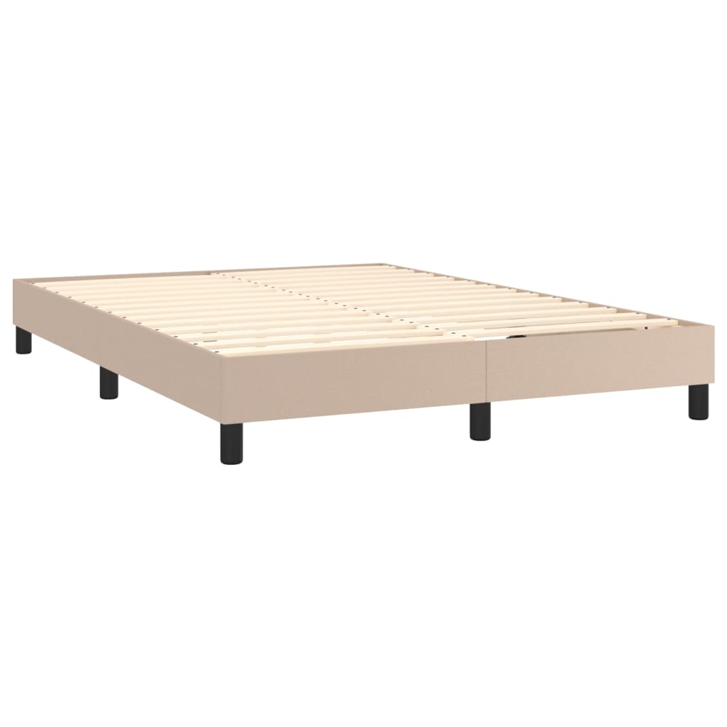 Pat box spring cu saltea, cappuccino, 140x190cm piele ecologică