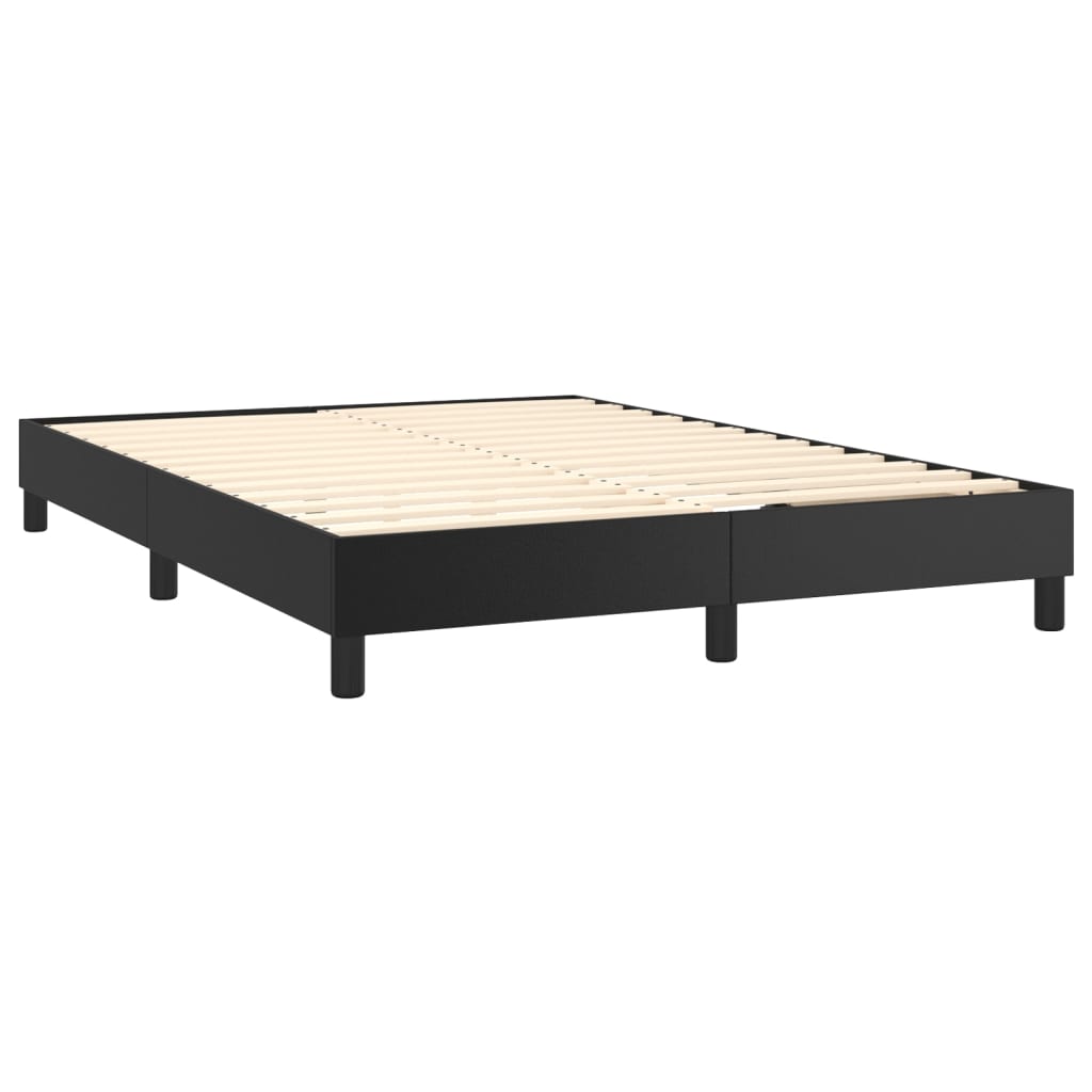 Pat box spring cu saltea, negru, 140x200 cm, piele ecologică