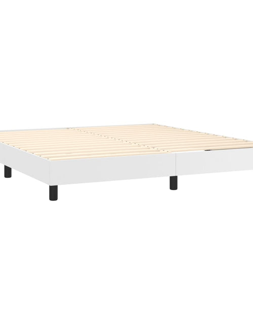 Încărcați imaginea în vizualizatorul Galerie, Pat box spring cu saltea, alb, 160x200 cm, piele ecologică
