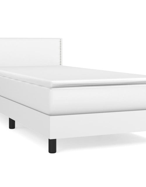 Încărcați imaginea în vizualizatorul Galerie, Pat box spring cu saltea, alb, 90x190 cm, piele ecologică
