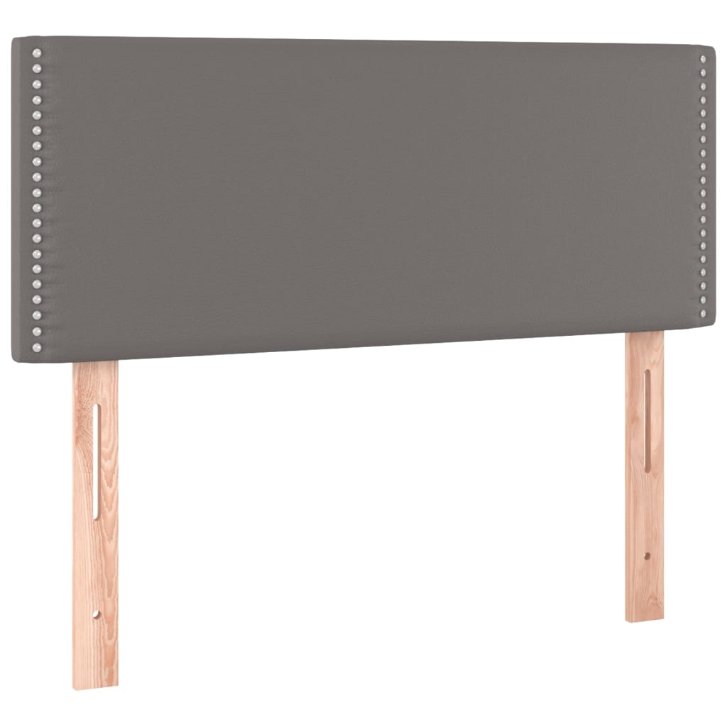 Pat box spring cu saltea, gri, 90x200 cm, piele ecologică