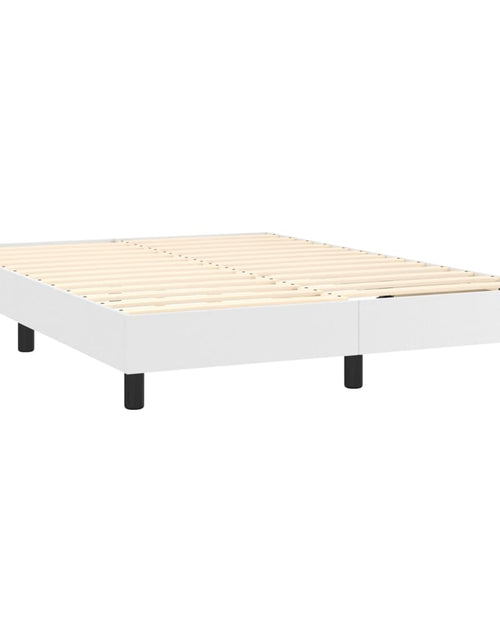 Загрузите изображение в средство просмотра галереи, Pat box spring cu saltea, alb, 140x190 cm, piele ecologică
