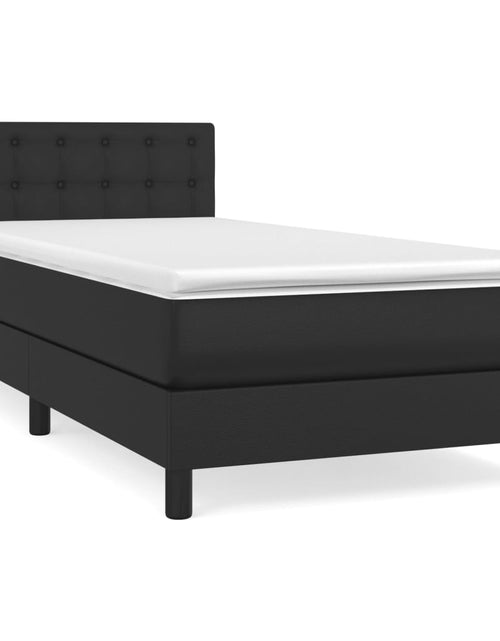 Încărcați imaginea în vizualizatorul Galerie, Pat box spring cu saltea, negru, 90x190 cm, piele ecologică
