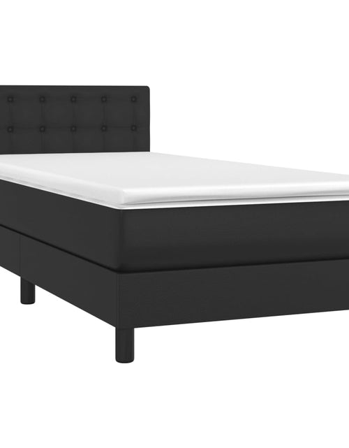 Încărcați imaginea în vizualizatorul Galerie, Pat box spring cu saltea, negru, 90x190 cm, piele ecologică
