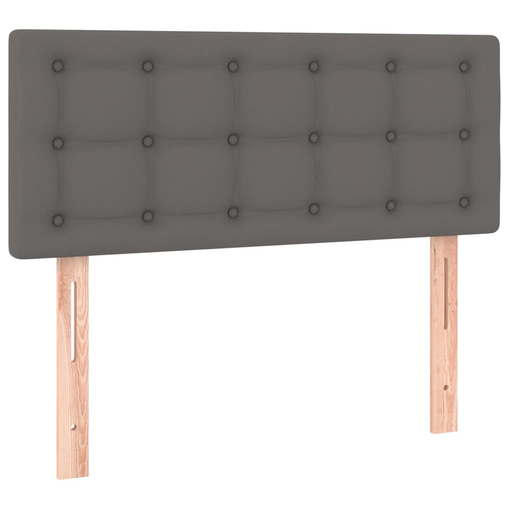 Pat box spring cu saltea, gri, 90x190 cm, piele ecologică