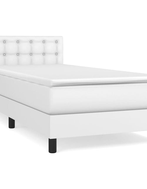 Încărcați imaginea în vizualizatorul Galerie, Pat box spring cu saltea, alb, 90x200 cm, piele ecologică
