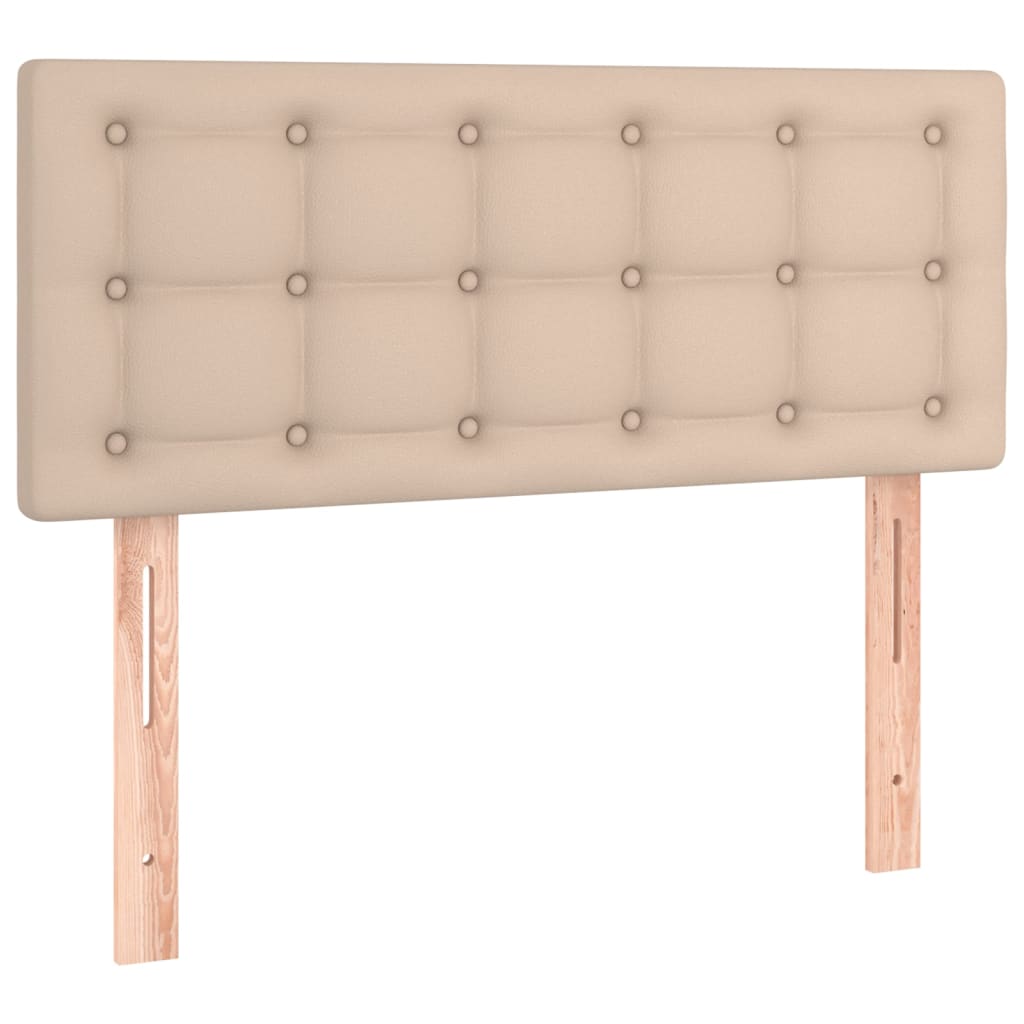 Pat box spring cu saltea, cappuccino, 100x200cm piele ecologică