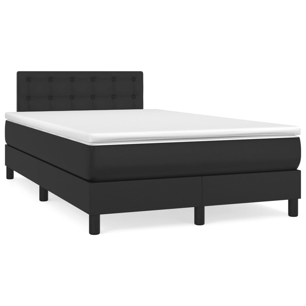 Pat box spring cu saltea, negru, 120x200 cm, piele ecologică