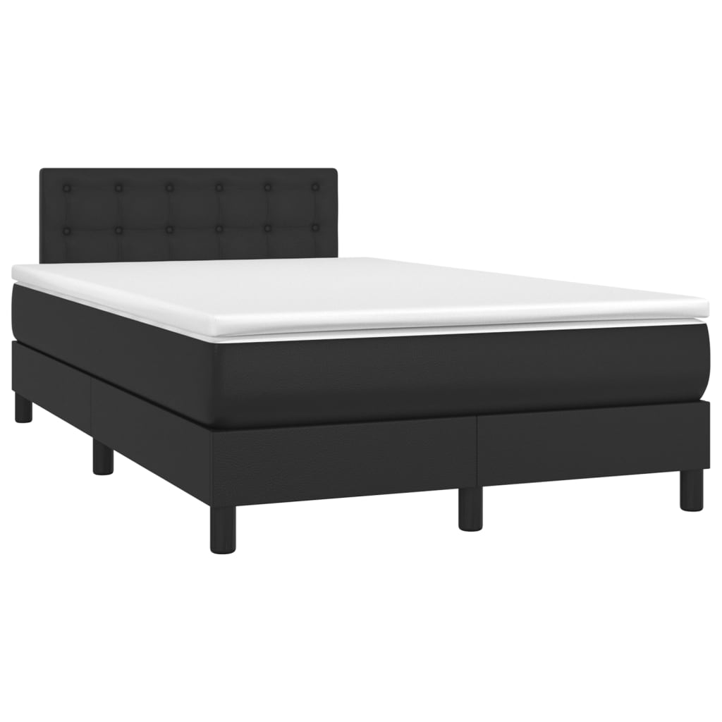 Pat box spring cu saltea, negru, 120x200 cm, piele ecologică