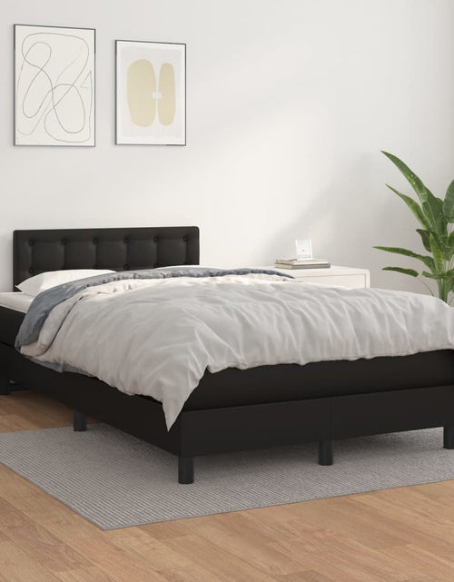 Încărcați imaginea în vizualizatorul Galerie, Pat box spring cu saltea, negru, 120x200 cm, piele ecologică
