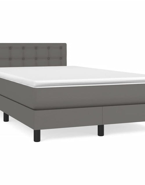 Încărcați imaginea în vizualizatorul Galerie, Pat box spring cu saltea, gri, 120x200 cm, piele ecologică
