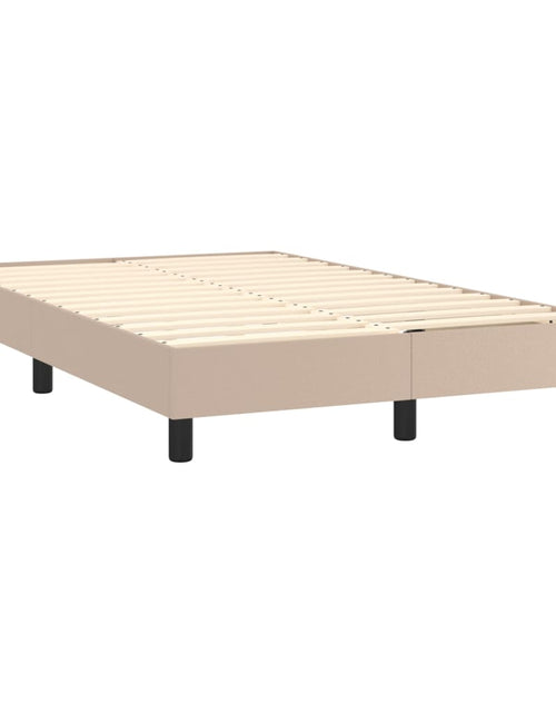 Загрузите изображение в средство просмотра галереи, Pat box spring cu saltea, cappuccino, 120x200cm piele ecologică
