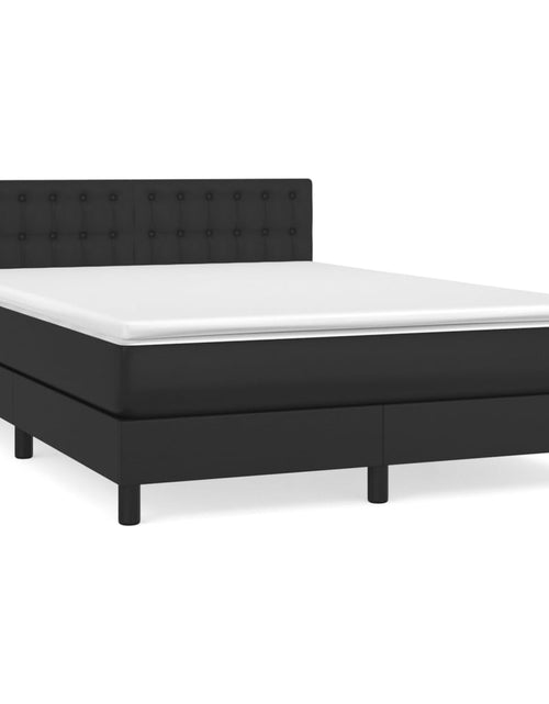 Încărcați imaginea în vizualizatorul Galerie, Pat box spring cu saltea, negru, 140x190 cm, piele ecologică
