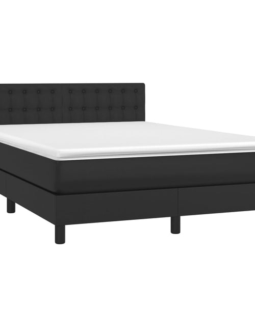 Încărcați imaginea în vizualizatorul Galerie, Pat box spring cu saltea, negru, 140x190 cm, piele ecologică
