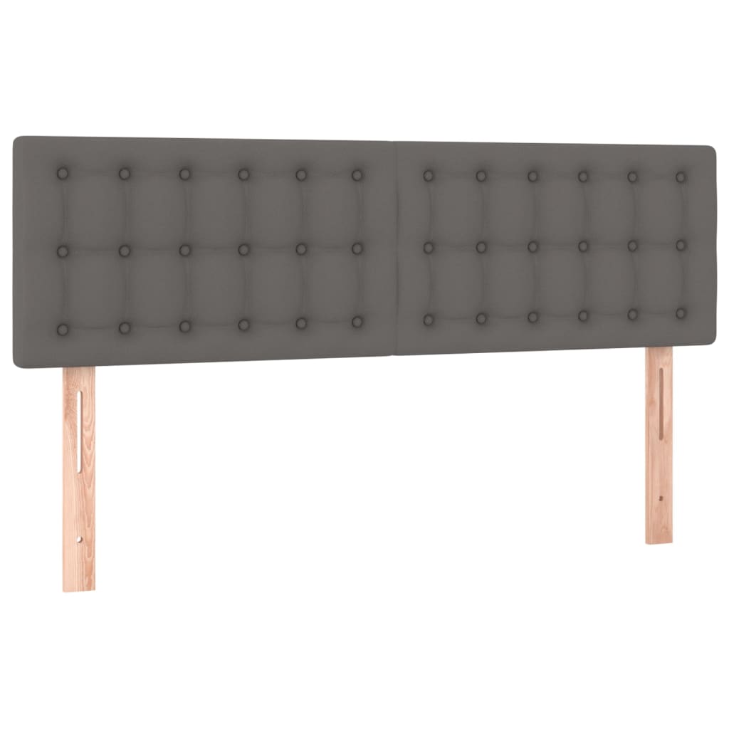 Pat box spring cu saltea, gri, 140x200 cm, piele ecologică