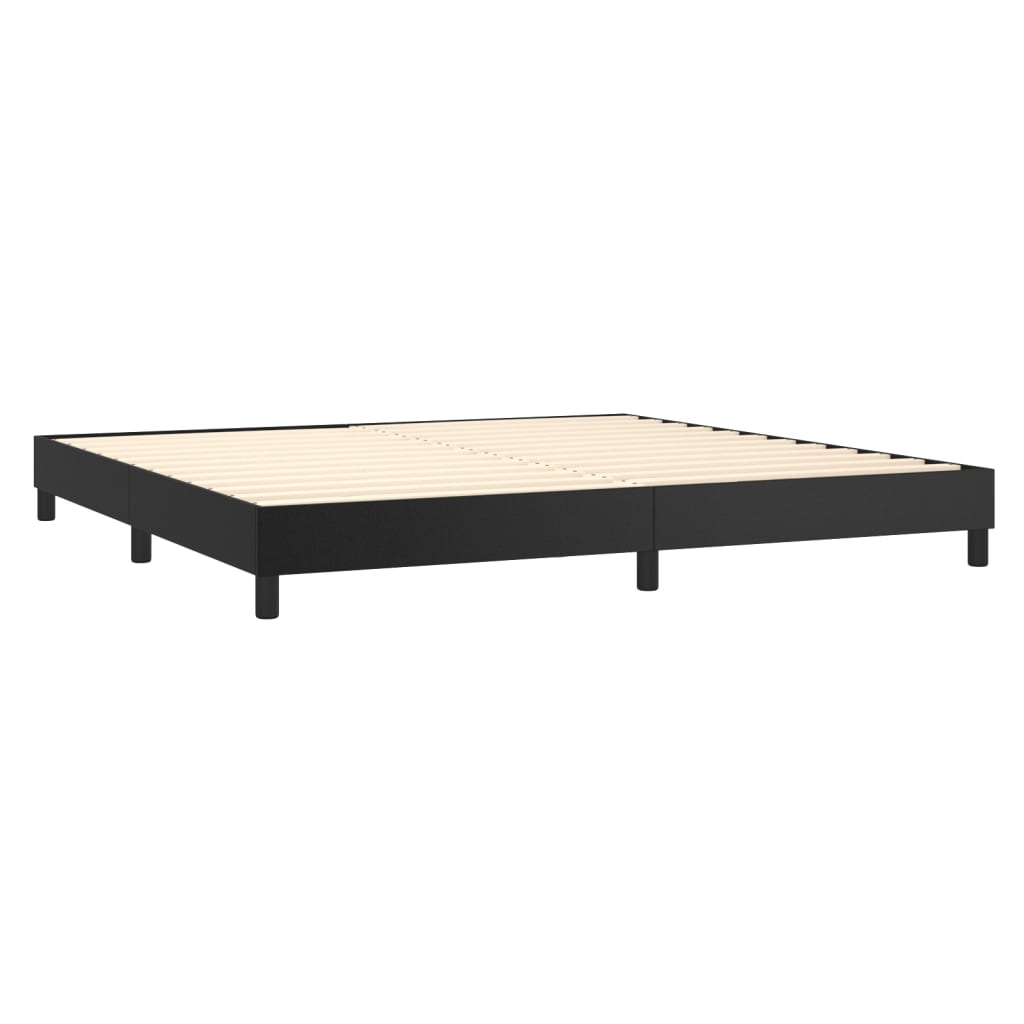 Pat box spring cu saltea, negru, 200x200 cm, piele ecologică