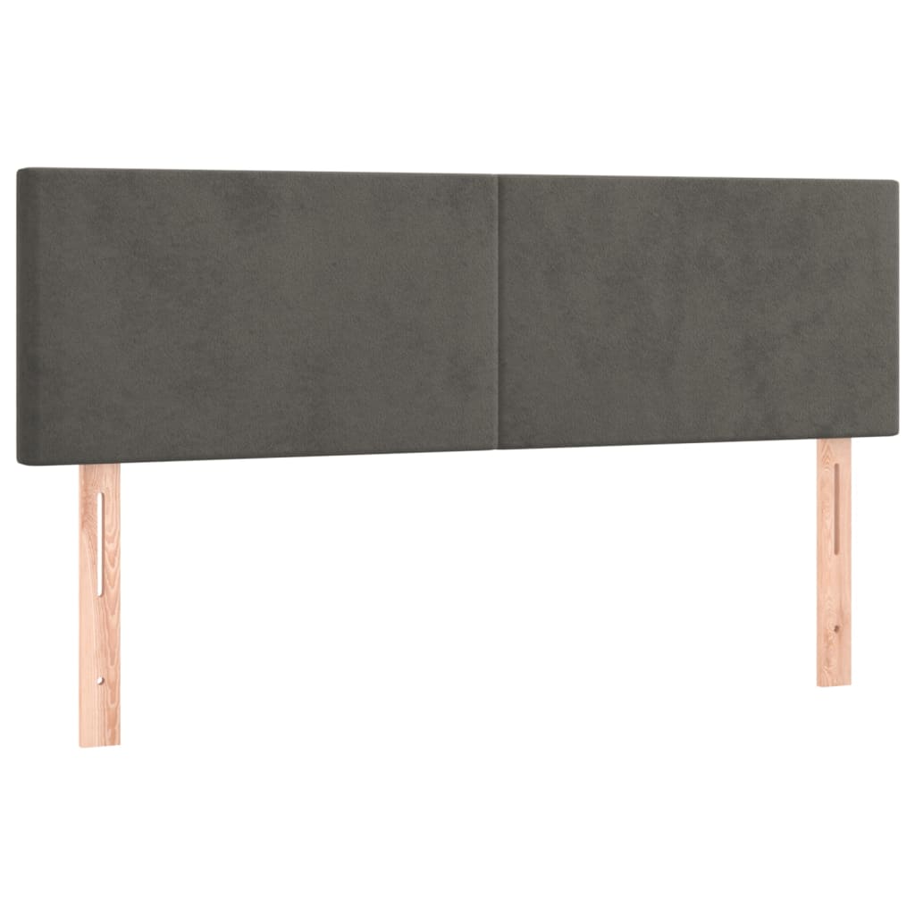 Pat box spring cu saltea, gri închis, 140x190 cm, catifea