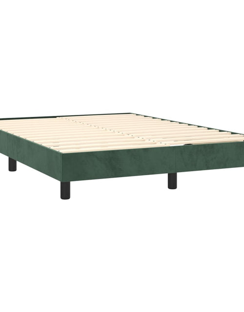 Încărcați imaginea în vizualizatorul Galerie, Pat box spring cu saltea, verde închis, 140x190 cm, catifea
