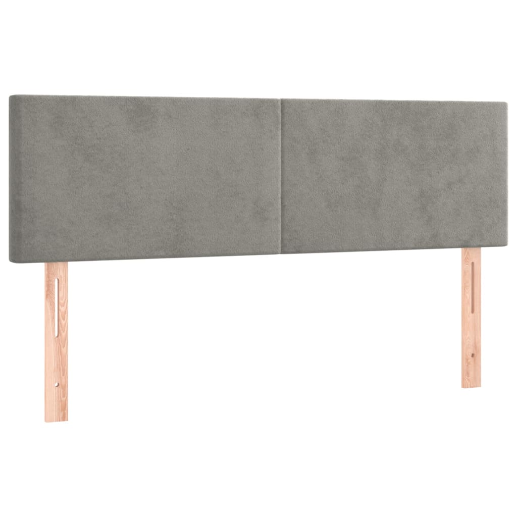 Pat box spring cu saltea, gri deschis, 140x200 cm, catifea