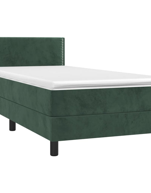 Загрузите изображение в средство просмотра галереи, Pat box spring cu saltea, verde închis, 80x200 cm, catifea
