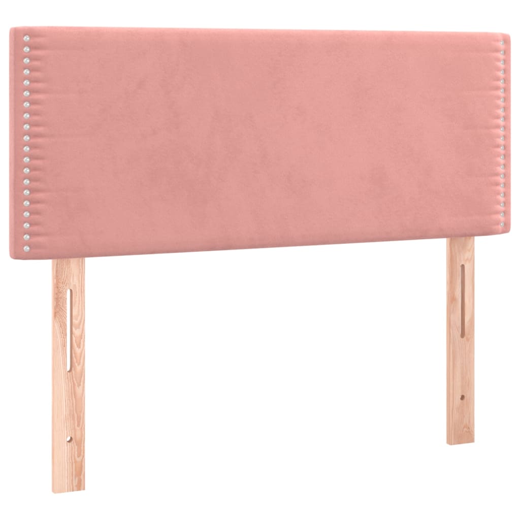 Pat box spring cu saltea, roz, 90x190 cm, catifea