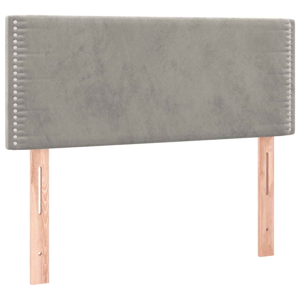 Pat box spring cu saltea, gri deschis, 100x200 cm, catifea