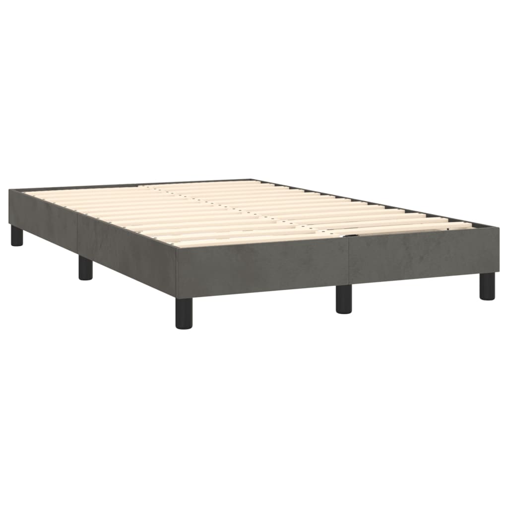 Pat box spring cu saltea, gri închis, 120x200 cm, catifea