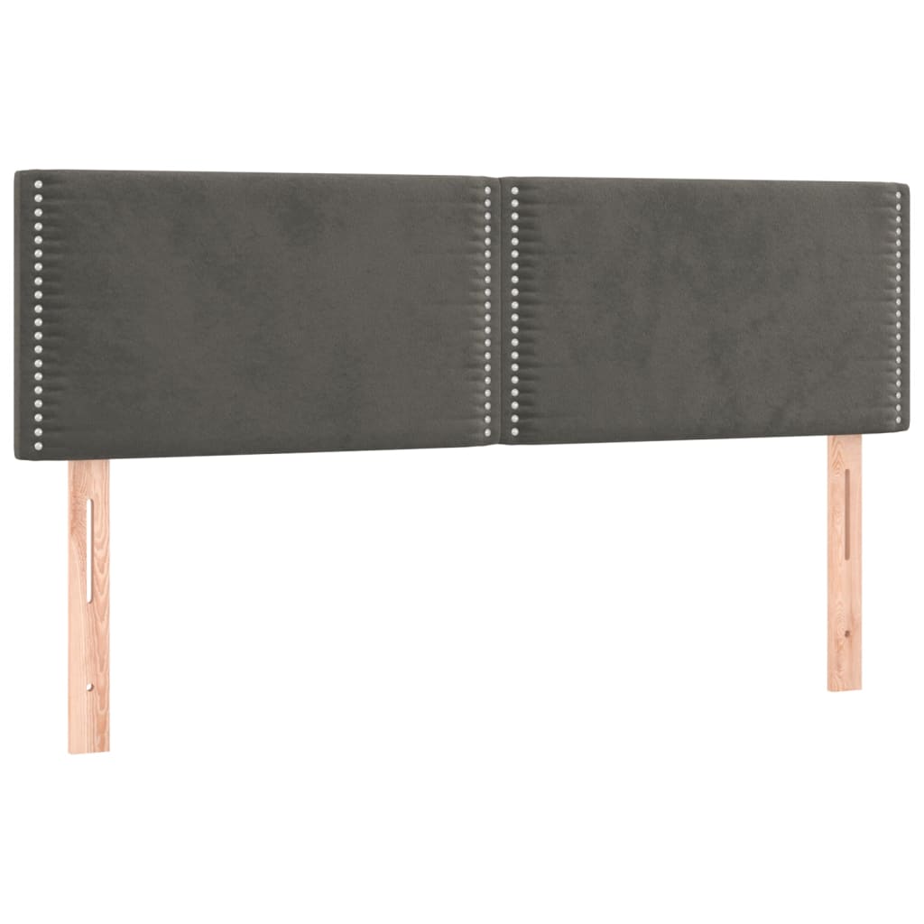 Pat box spring cu saltea, gri închis, 140x190 cm, catifea