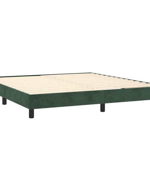 Загрузите изображение в средство просмотра галереи, Pat box spring cu saltea, verde închis, 160x200 cm, catifea
