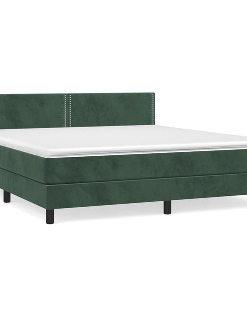 Загрузите изображение в средство просмотра галереи, Pat box spring cu saltea, verde închis, 180x200 cm, catifea
