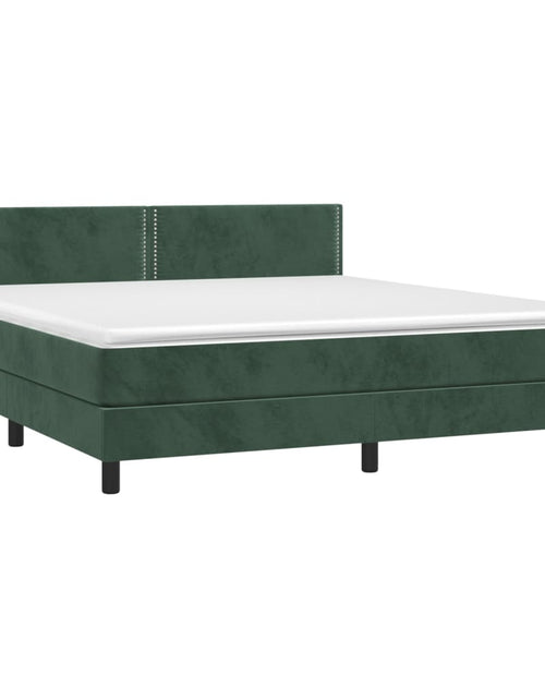 Загрузите изображение в средство просмотра галереи, Pat box spring cu saltea, verde închis, 180x200 cm, catifea
