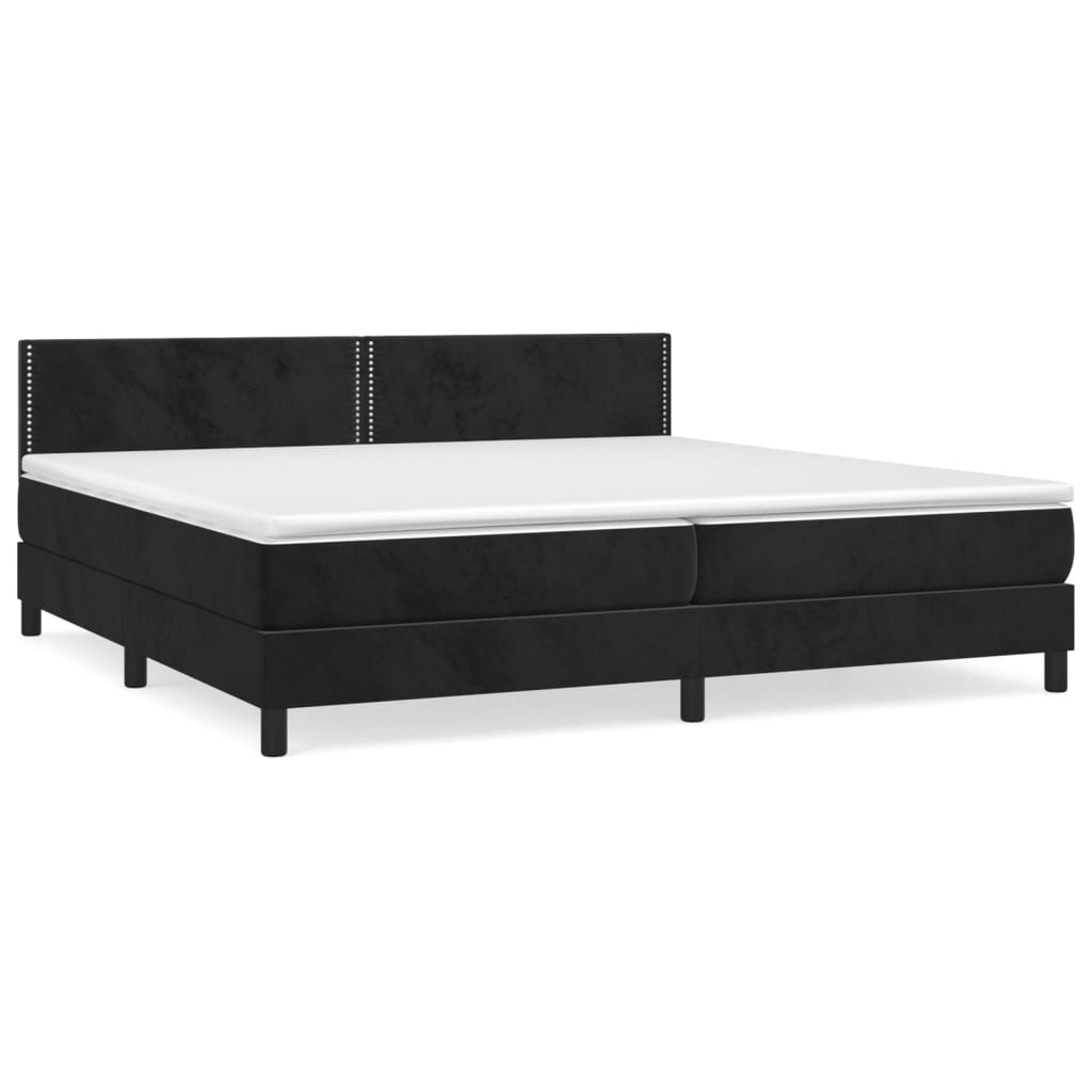 Pat box spring cu saltea, negru, 200x200 cm, catifea