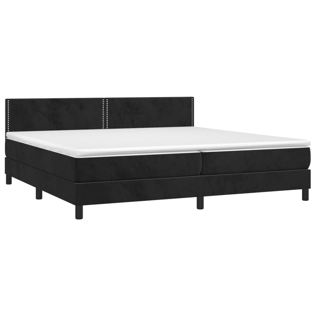 Pat box spring cu saltea, negru, 200x200 cm, catifea